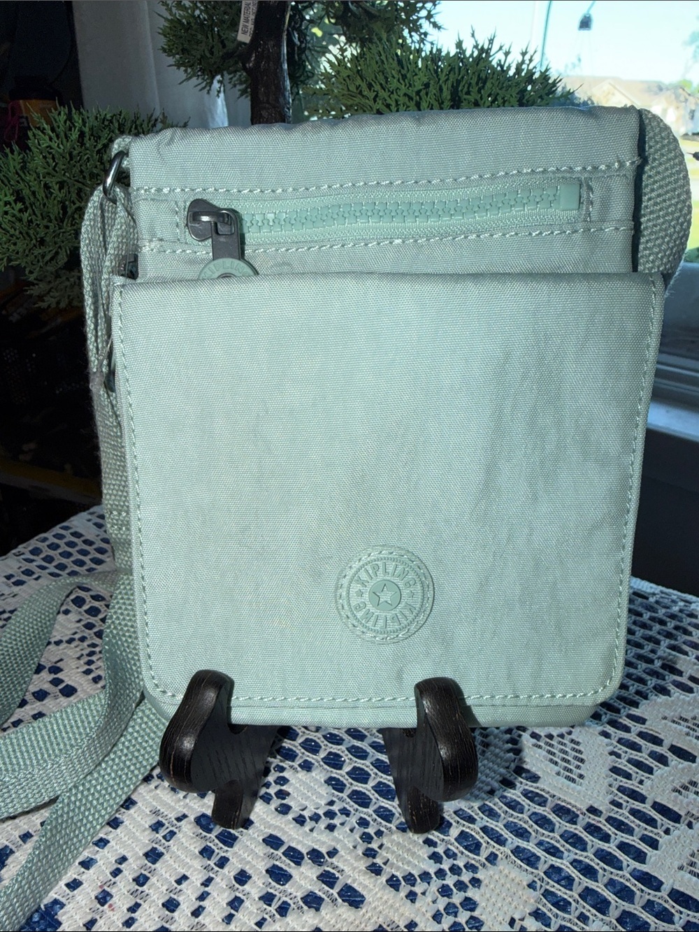 Kipling Mint Green Crossbody Bag with Front Flap